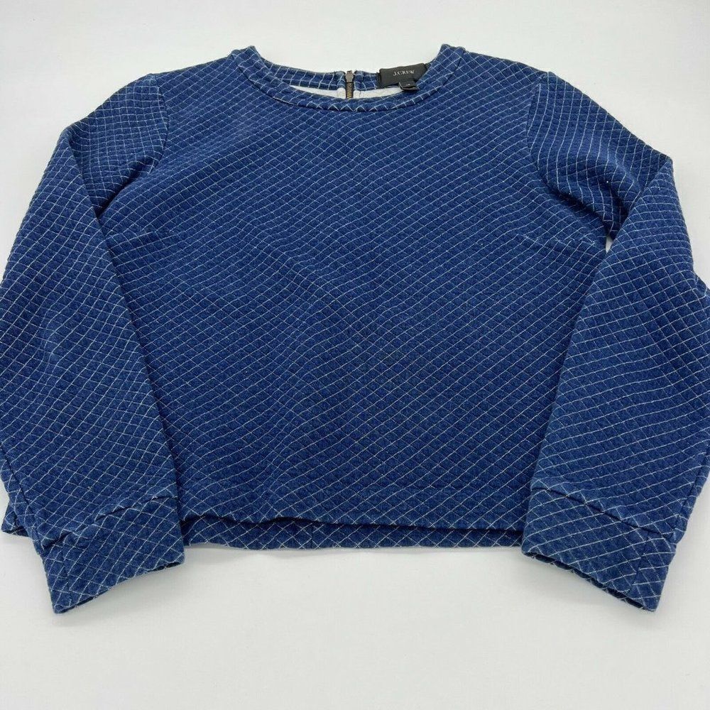 J.CREW Quilted Cropped Sweatshirt Blue XS